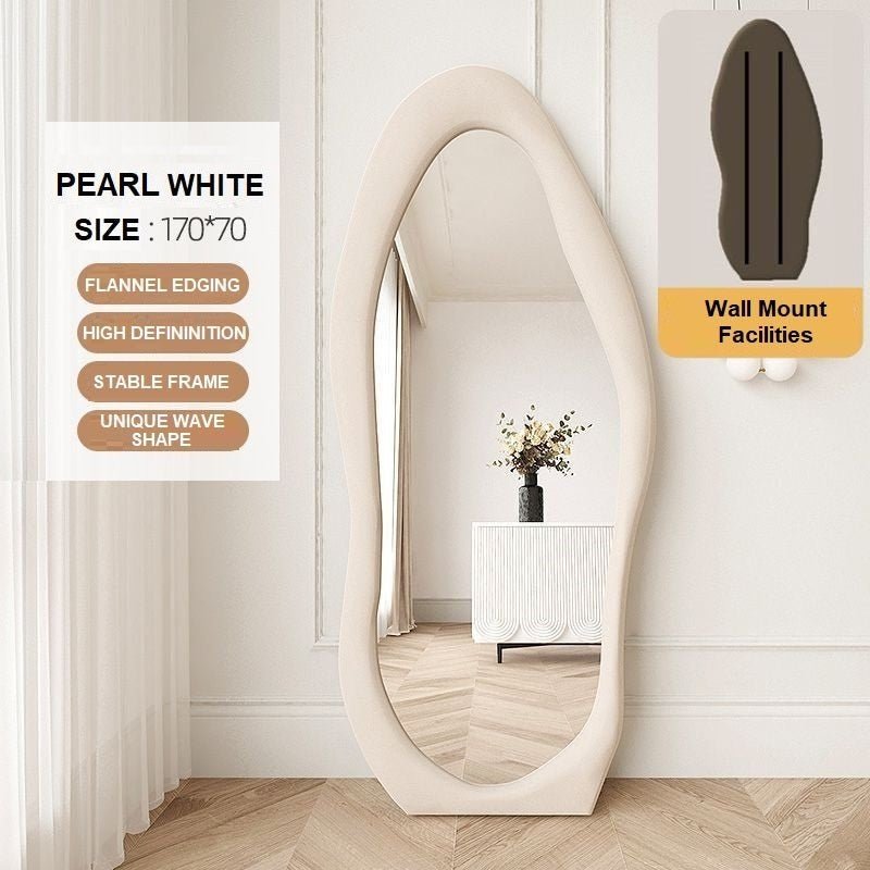Mirrors: 1.7m Standing Maiden Mirror Full Length Aesthetic Full Size Floor Mirror Bedroom Creative Modern Deco Pearl White