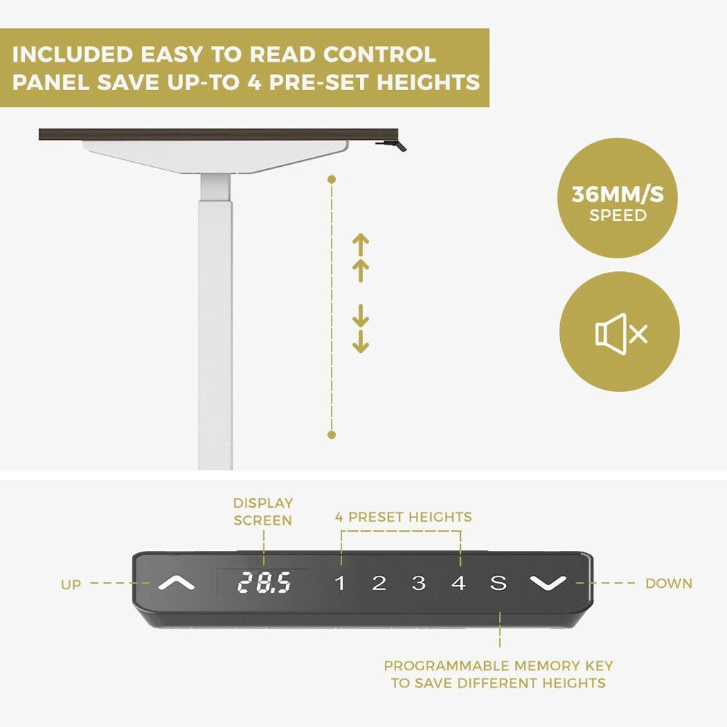 Table & Bar Stools: Standing Desk Height Adjustable Sit Stand Motorised Dual Motors Frame White Only