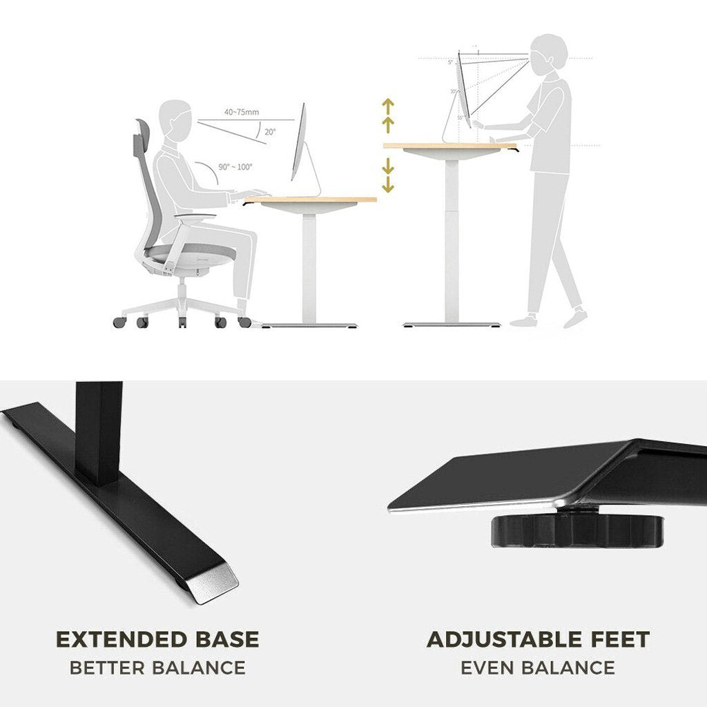 Table & Bar Stools: Standing Desk Height Adjustable Sit Stand Motorised Dual Motors Frame White Only