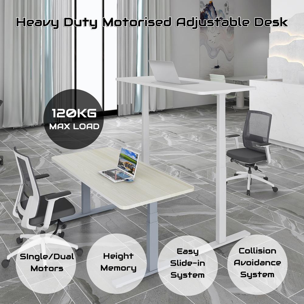Table & Bar Stools: Standing Desk Height Adjustable Sit Stand Motorised Dual Motors Frame White Only