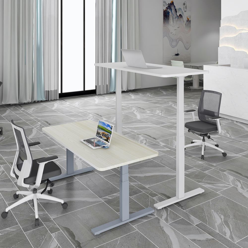 Table & Bar Stools: Standing Desk Height Adjustable Sit Stand Motorised Dual Motors Frame White Only
