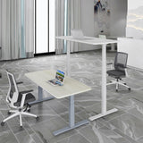 Table & Bar Stools: Standing Desk Height Adjustable Sit Stand Motorised Dual Motors Frame White Only