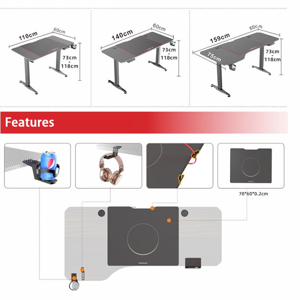 Desks: Gaming Standing Desk Home Office Lift Electric Height Adjustable Sit To Stand Motorized Standing Desk 1460