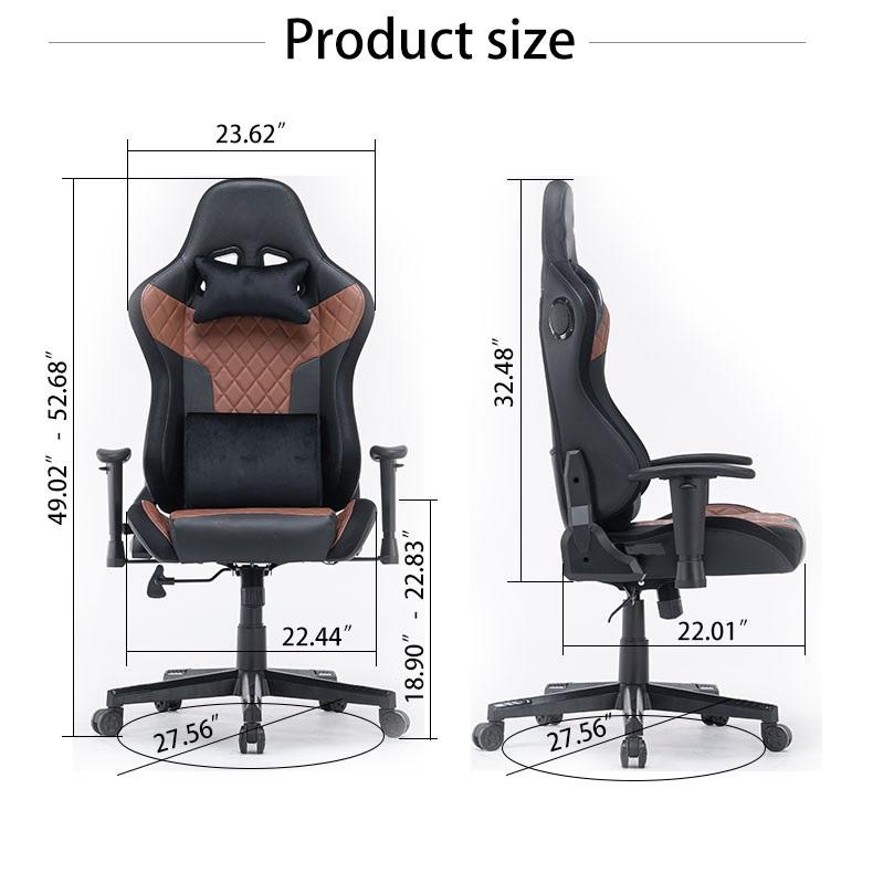Gaming Chairs: 7 RGB Lights Bluetooth Speaker Gaming Chair Ergonomic Racing chair 165° Reclining Gaming Seat 4D Armrest Footrest Black