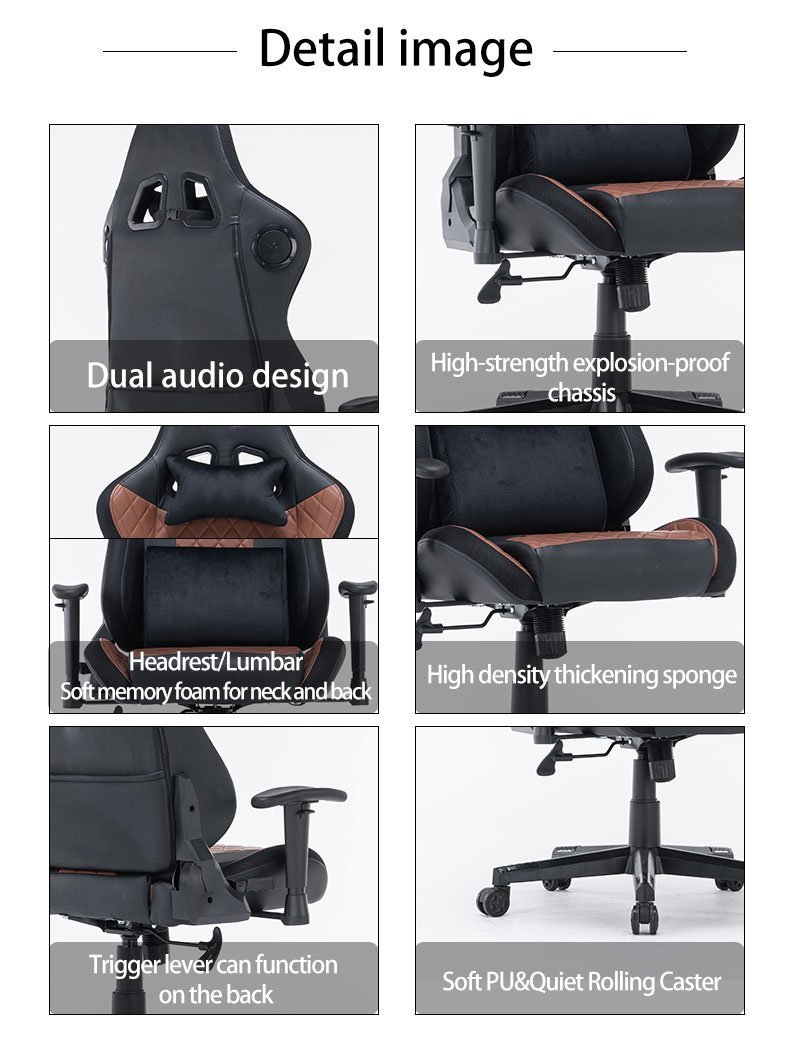 Gaming Chairs: 7 RGB Lights Bluetooth Speaker Gaming Chair Ergonomic Racing chair 165° Reclining Gaming Seat 4D Armrest Footrest Black