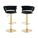 Table & Bar Stools: SERENITà Black Velvet Seat Kitchen Breakfast Bar Stools Counter Height Barstools with Back Cushioned Chairs for Home Bar x2