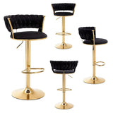 Table & Bar Stools: SERENITà Black Velvet Seat Kitchen Breakfast Bar Stools Counter Height Barstools with Back Cushioned Chairs for Home Bar x2