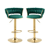 Table & Bar Stools: SERENITà Green Velvet Seat Kitchen Breakfast Bar Stools Counter Height Barstools with Back Cushioned Chairs for Home Bar x2