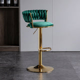 Table & Bar Stools: SERENITà Green Velvet Seat Kitchen Breakfast Bar Stools Counter Height Barstools with Back Cushioned Chairs for Home Bar x2