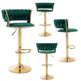 Table & Bar Stools: SERENITà Green Velvet Seat Kitchen Breakfast Bar Stools Counter Height Barstools with Back Cushioned Chairs for Home Bar x2