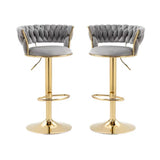 Table & Bar Stools: SERENITà Grey Velvet Seat Kitchen Breakfast Bar Stools Counter Height Barstools with Back Cushioned Chairs for Home Bar x2