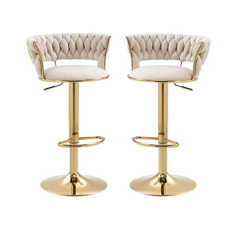 Table & Bar Stools: SERENITà Ivory Velvet Seat Kitchen Breakfast Bar Stools Counter Height Barstools with Back Cushioned Chairs for Home Bar x2