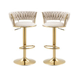 Table & Bar Stools: SERENITà Ivory Velvet Seat Kitchen Breakfast Bar Stools Counter Height Barstools with Back Cushioned Chairs for Home Bar x2