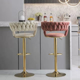 Table & Bar Stools: SERENITà Ivory Velvet Seat Kitchen Breakfast Bar Stools Counter Height Barstools with Back Cushioned Chairs for Home Bar x2