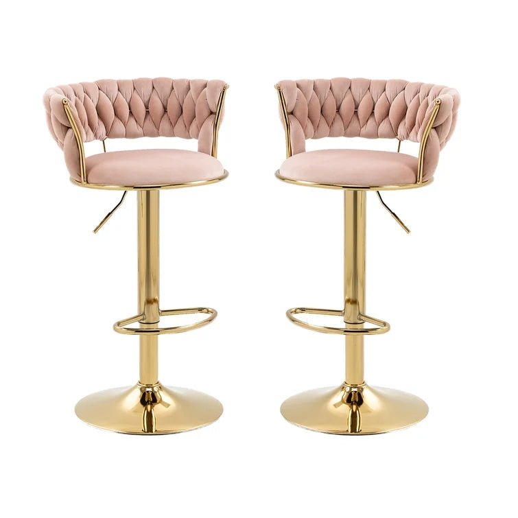 Table & Bar Stools: SERENITà Pink Velvet Seat Kitchen Breakfast Bar Stools Counter Height Barstools with Back Cushioned Chairs for Home Bar x2