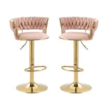 Table & Bar Stools: SERENITà Pink Velvet Seat Kitchen Breakfast Bar Stools Counter Height Barstools with Back Cushioned Chairs for Home Bar x2