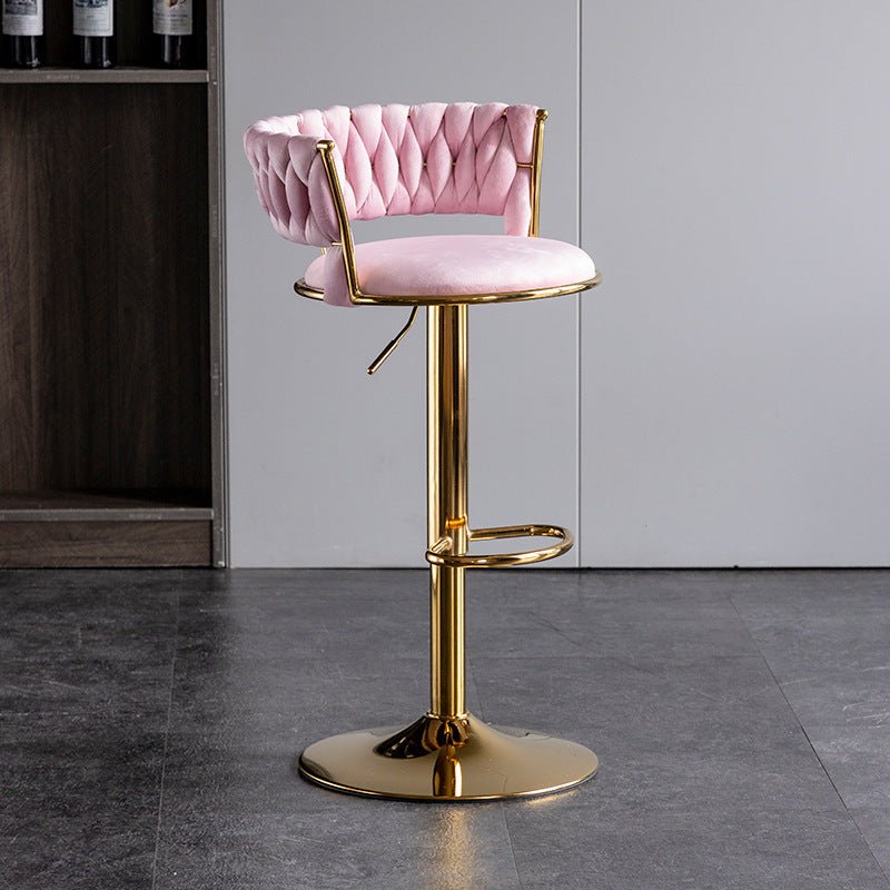 Table & Bar Stools: SERENITà Pink Velvet Seat Kitchen Breakfast Bar Stools Counter Height Barstools with Back Cushioned Chairs for Home Bar x2