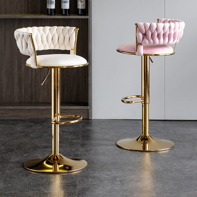 Table & Bar Stools: SERENITà Pink Velvet Seat Kitchen Breakfast Bar Stools Counter Height Barstools with Back Cushioned Chairs for Home Bar x2