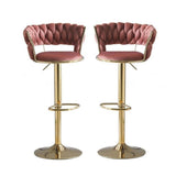 Table & Bar Stools: SERENITà Red Bean Brown Velvet Seat Kitchen Breakfast Bar Stools Counter Height Barstools with Back Cushioned Chairs for Home Bar x2