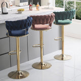 Table & Bar Stools: SERENITà Red Bean Brown Velvet Seat Kitchen Breakfast Bar Stools Counter Height Barstools with Back Cushioned Chairs for Home Bar x2