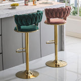 Table & Bar Stools: SERENITà Red Bean Brown Velvet Seat Kitchen Breakfast Bar Stools Counter Height Barstools with Back Cushioned Chairs for Home Bar x2