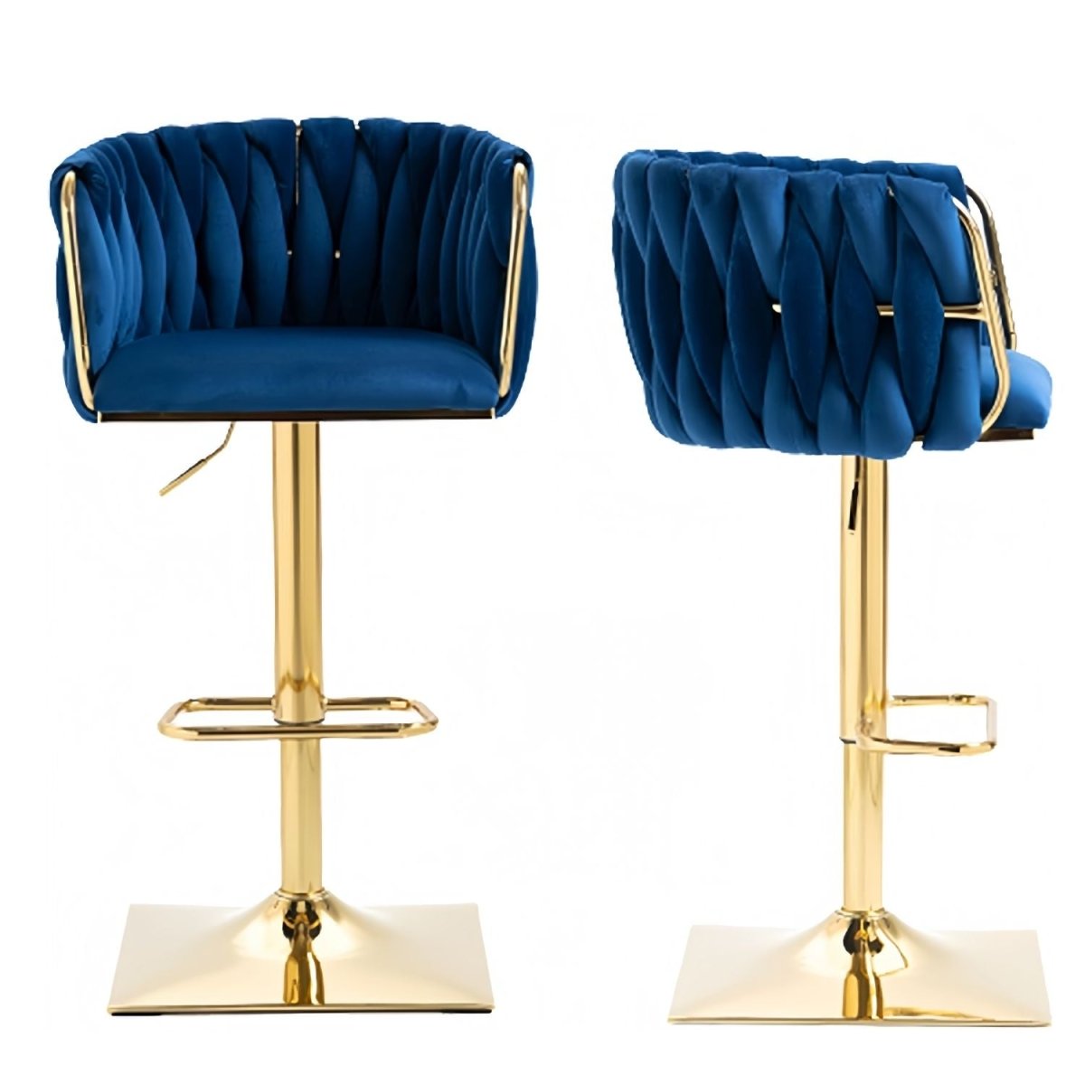 Table & Bar Stools: SERENITà Modern Velvet Breakfast Bar Stools Swivel Barstools Adjustable Counter Stools with Backrest Set of 2 Navy Blue