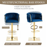 Table & Bar Stools: SERENITà Modern Velvet Breakfast Bar Stools Swivel Barstools Adjustable Counter Stools with Backrest Set of 2 Navy Blue