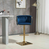 Table & Bar Stools: SERENITà Modern Velvet Breakfast Bar Stools Swivel Barstools Adjustable Counter Stools with Backrest Set of 2 Navy Blue