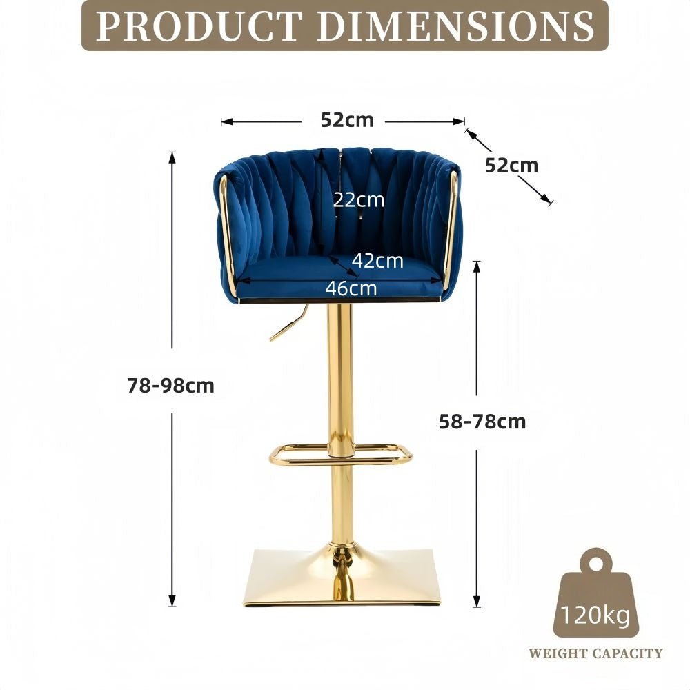 Table & Bar Stools: SERENITà Modern Velvet Breakfast Bar Stools Swivel Barstools Adjustable Counter Stools with Backrest Set of 2 Navy Blue