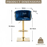 Table & Bar Stools: SERENITà Modern Velvet Breakfast Bar Stools Swivel Barstools Adjustable Counter Stools with Backrest Set of 2 Navy Blue