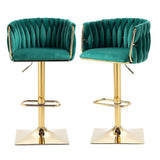 Table & Bar Stools: SERENITà Modern Velvet Breakfast Bar Stools Swivel Barstools Adjustable Counter Stools with Backrest Set of 2 Emarald Green