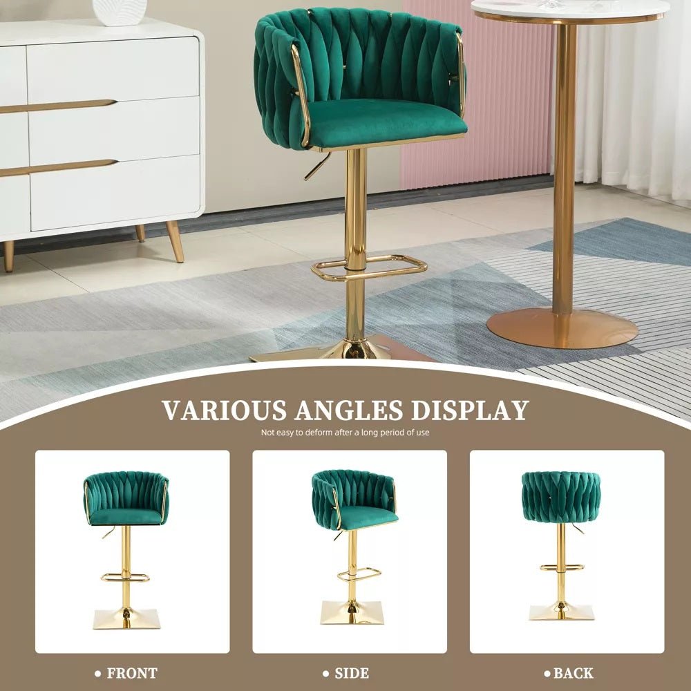 Table & Bar Stools: SERENITà Modern Velvet Breakfast Bar Stools Swivel Barstools Adjustable Counter Stools with Backrest Set of 2 Emarald Green