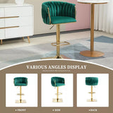 Table & Bar Stools: SERENITà Modern Velvet Breakfast Bar Stools Swivel Barstools Adjustable Counter Stools with Backrest Set of 2 Emarald Green