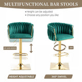 Table & Bar Stools: SERENITà Modern Velvet Breakfast Bar Stools Swivel Barstools Adjustable Counter Stools with Backrest Set of 2 Emarald Green