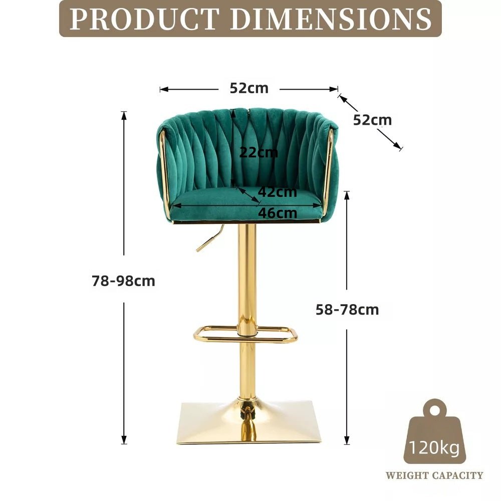 Table & Bar Stools: SERENITà Modern Velvet Breakfast Bar Stools Swivel Barstools Adjustable Counter Stools with Backrest Set of 2 Emarald Green