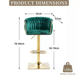 Table & Bar Stools: SERENITà Modern Velvet Breakfast Bar Stools Swivel Barstools Adjustable Counter Stools with Backrest Set of 2 Emarald Green