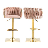 Table & Bar Stools: SERENITà Modern Velvet Breakfast Bar Stools Swivel Barstools Adjustable Counter Stools with Backrest Set of 2 Pink