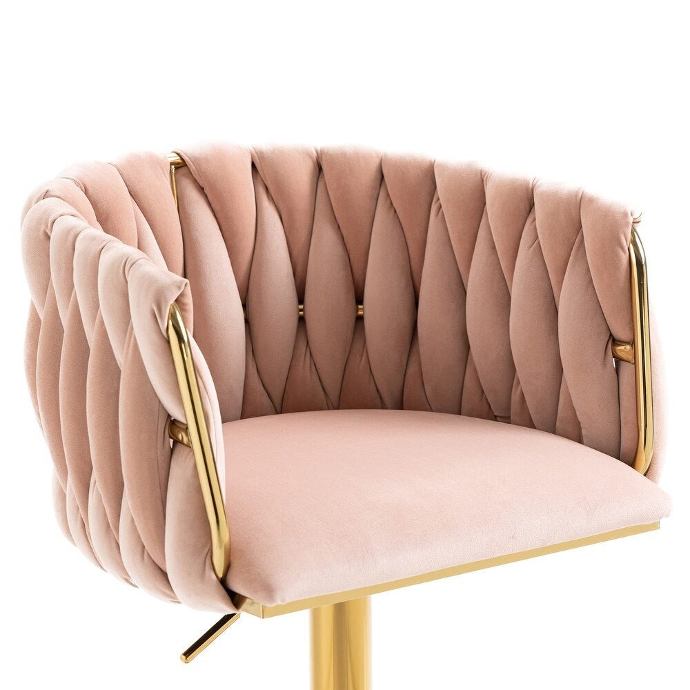 Table & Bar Stools: SERENITà Modern Velvet Breakfast Bar Stools Swivel Barstools Adjustable Counter Stools with Backrest Set of 2 Pink