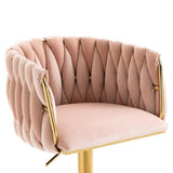 Table & Bar Stools: SERENITà Modern Velvet Breakfast Bar Stools Swivel Barstools Adjustable Counter Stools with Backrest Set of 2 Pink