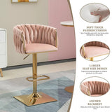 Table & Bar Stools: SERENITà Modern Velvet Breakfast Bar Stools Swivel Barstools Adjustable Counter Stools with Backrest Set of 2 Pink
