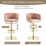Table & Bar Stools: SERENITà Modern Velvet Breakfast Bar Stools Swivel Barstools Adjustable Counter Stools with Backrest Set of 2 Pink