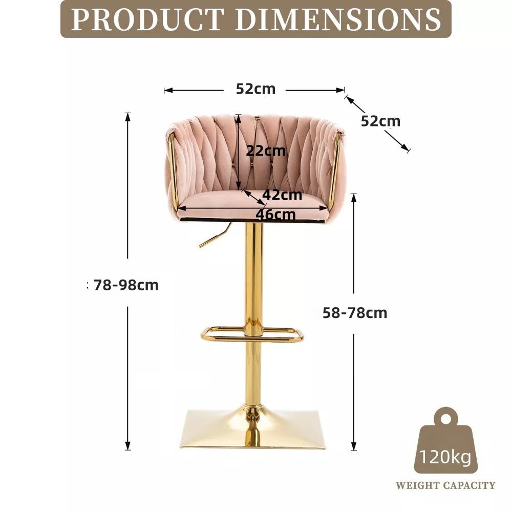Table & Bar Stools: SERENITà Modern Velvet Breakfast Bar Stools Swivel Barstools Adjustable Counter Stools with Backrest Set of 2 Pink