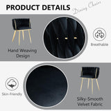 Kitchen & Dining Chairs: SERENITà Black Modern Hand Weaving Dining Chairs,Velvet Upholstered Side Chairs with Gold Legs, Chic Vanity Chairs with Armrest, Accent Chair for Dining Room, and Cafe Set of 2