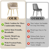Kitchen & Dining Chairs: SERENITà Ivory Modern Hand Weaving Dining Chairs,Velvet Upholstered Side Chairs with Gold Legs, Chic Vanity Chairs with Armrest, Accent Chair for Dining Room, and Cafe Set of 2