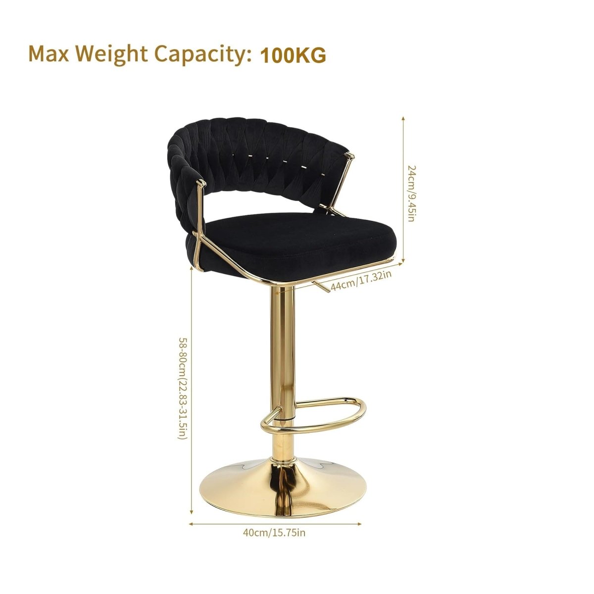 Table & Bar Stools: 2x Height Blue Velvet Padded Golden Round Base Barstools Chairs