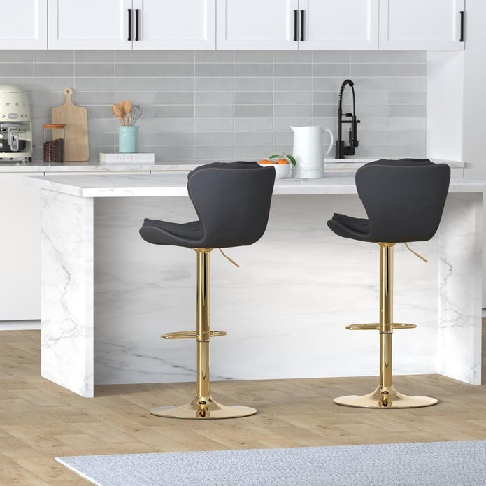 Table & Bar Stools: SERENITà Swivel Bar Stools Set of 2 Counter Height Barstools with Back Velvet Upholstered Adjustable Stool Chair Mid Century Modern Bar Stool for Kitchen Island (Black)