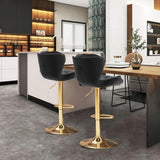 Table & Bar Stools: SERENITà Swivel Bar Stools Set of 2 Counter Height Barstools with Back Velvet Upholstered Adjustable Stool Chair Mid Century Modern Bar Stool for Kitchen Island (Black)