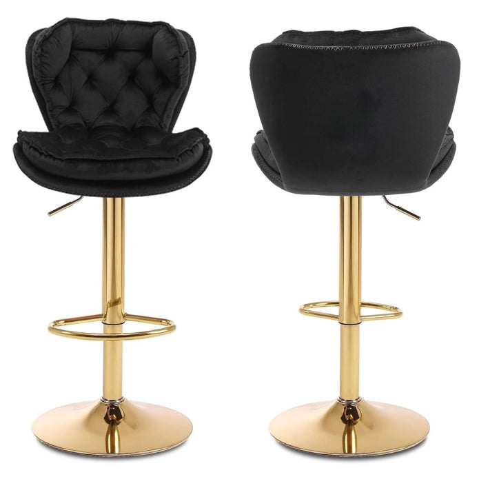 Table & Bar Stools: SERENITà Swivel Bar Stools Set of 2 Counter Height Barstools with Back Velvet Upholstered Adjustable Stool Chair Mid Century Modern Bar Stool for Kitchen Island (Black)