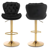 Table & Bar Stools: SERENITà Swivel Bar Stools Set of 2 Counter Height Barstools with Back Velvet Upholstered Adjustable Stool Chair Mid Century Modern Bar Stool for Kitchen Island (Black)