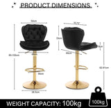 Table & Bar Stools: SERENITà Swivel Bar Stools Set of 2 Counter Height Barstools with Back Velvet Upholstered Adjustable Stool Chair Mid Century Modern Bar Stool for Kitchen Island (Black)